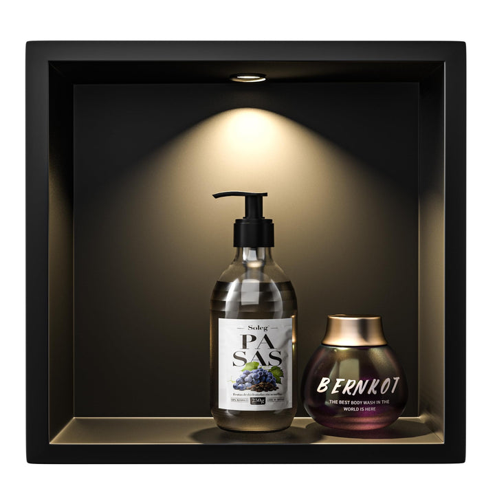 Wandnische Dusche Edelstahl mit LED Downlight, 30 cm x 30 cm, Wasserdicht - Keine Fliesen Erforderli