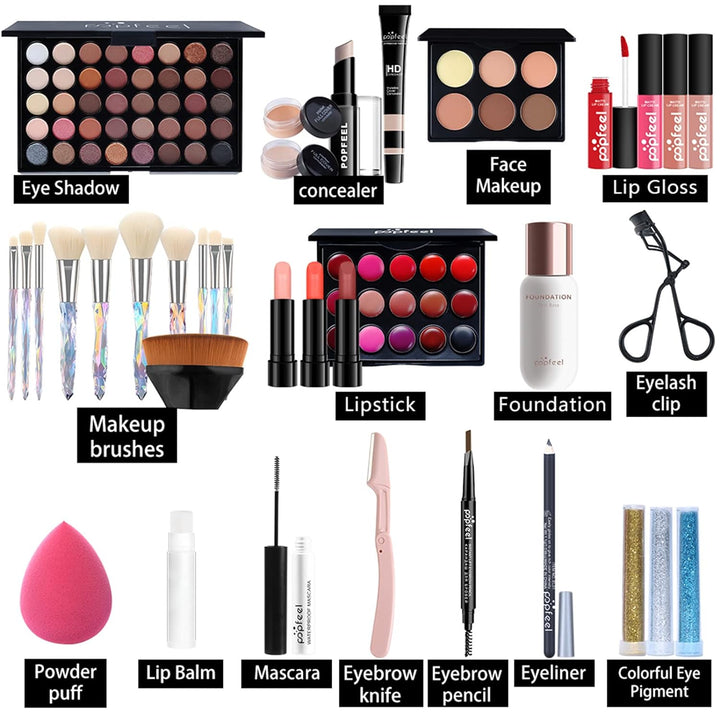CHSEEO Schmink Geschenkset Make-Up Set Kosmetik Makeup Paletten Schminkkoffer Schminke für Gesicht,