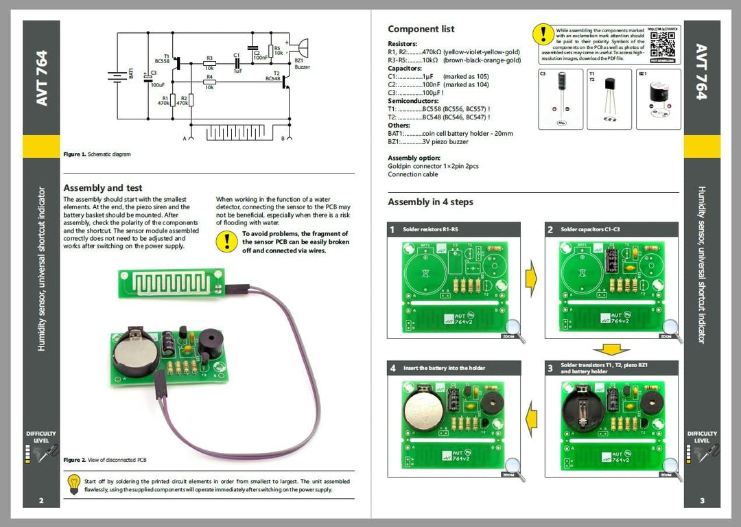 AVT764 KIT DIY, Elektronisches DIY Kit, Übungsplatine für Anfänger, Kit zum selber löten, Konstrukti
