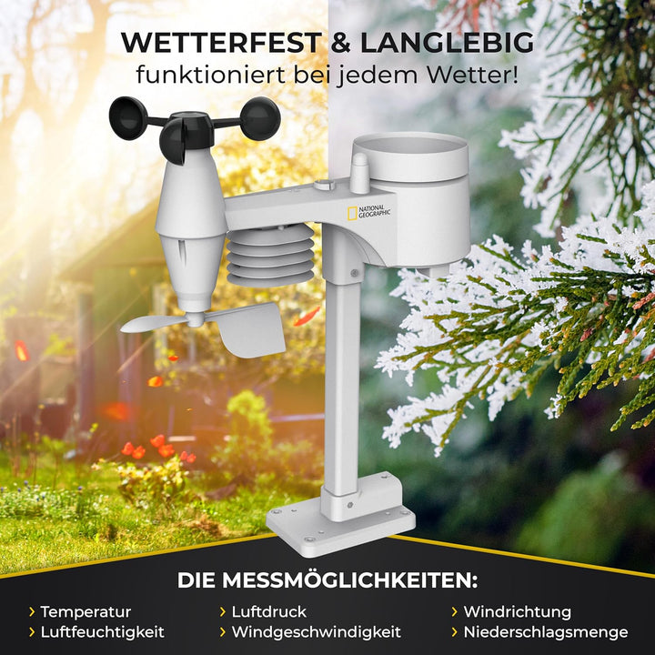 National Geographic Wetterstation Funk mit Aussensensor Wetter Center 5-in-1 Colour mit Aussensensor
