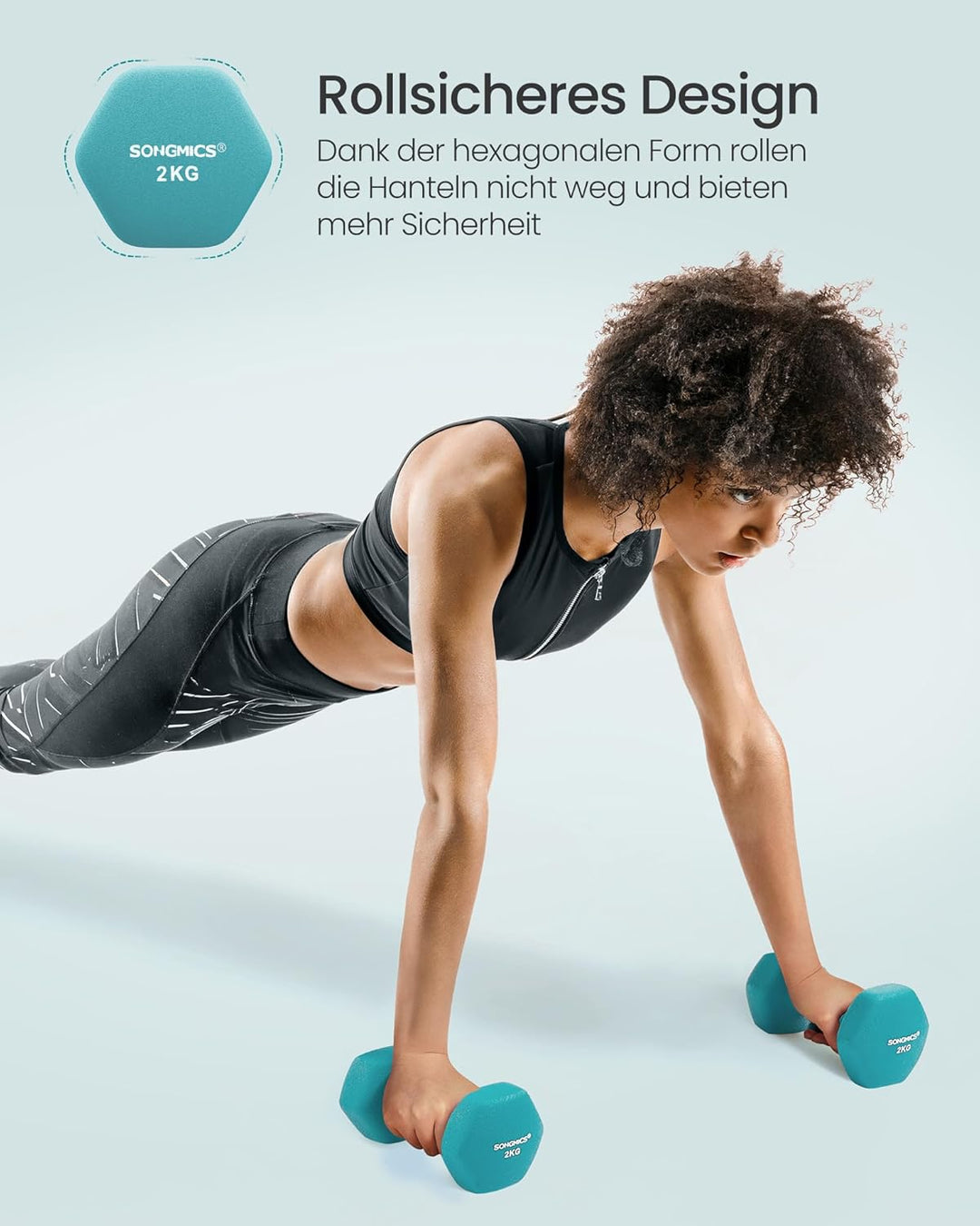 SONGMICS Hantel-Set, 3 Paar, 2 x 1 kg, 2 x 2 kg, 2 x 3 kg, Aufbewahrung, Fitnessstudio, Krafttrainin