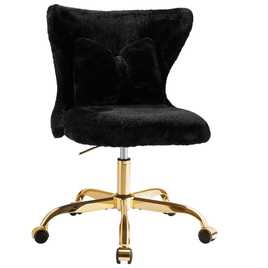 Schminktisch Stuhl mit Rollen Gold, Schreibtischsessel Mädchen, Drehstuhl Home Office mit Kissen, Hö