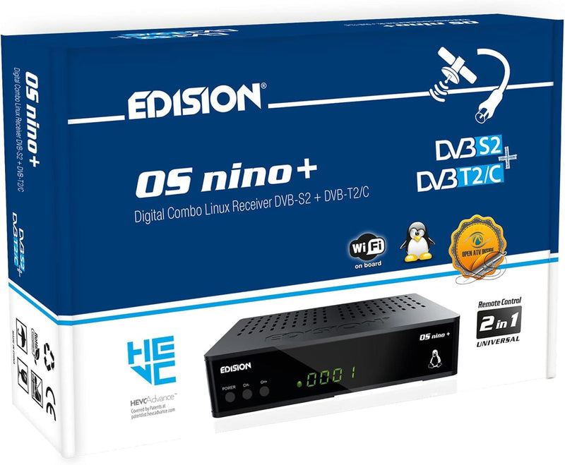 Edision OS NINO+ Full HD Linux E2 Combo-Receiver H.265/HEVC (1x DVB-S2, 1x DVB-T2/C, WLAN onboard, B