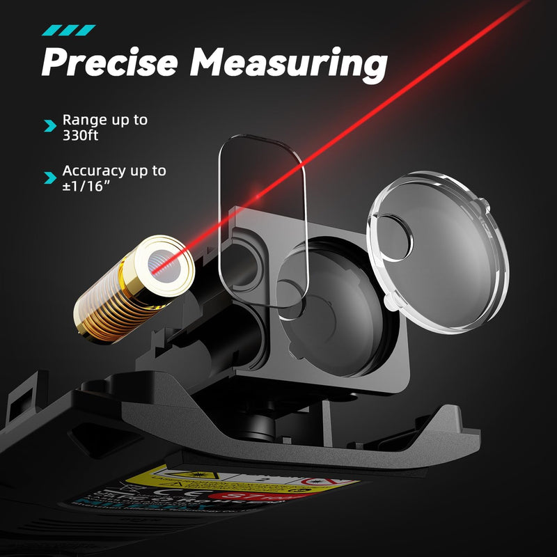 Laser Entfernungsmesser 100m/330ft, MiLESEEY Wiederaufladbares Multifunktions-Lasermessgerät mit dig