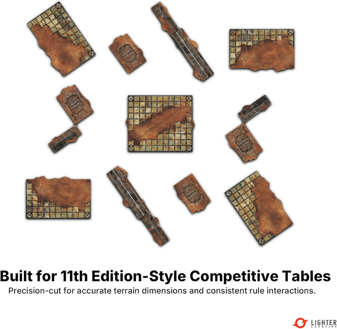 18pcs Footprints Terrain Bases for WH40K Tournament 11th Edition - Aus Kunstleder