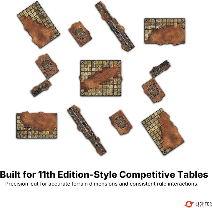 18pcs Footprints Terrain Bases for WH40K Tournament 11th Edition - Aus Kunstleder