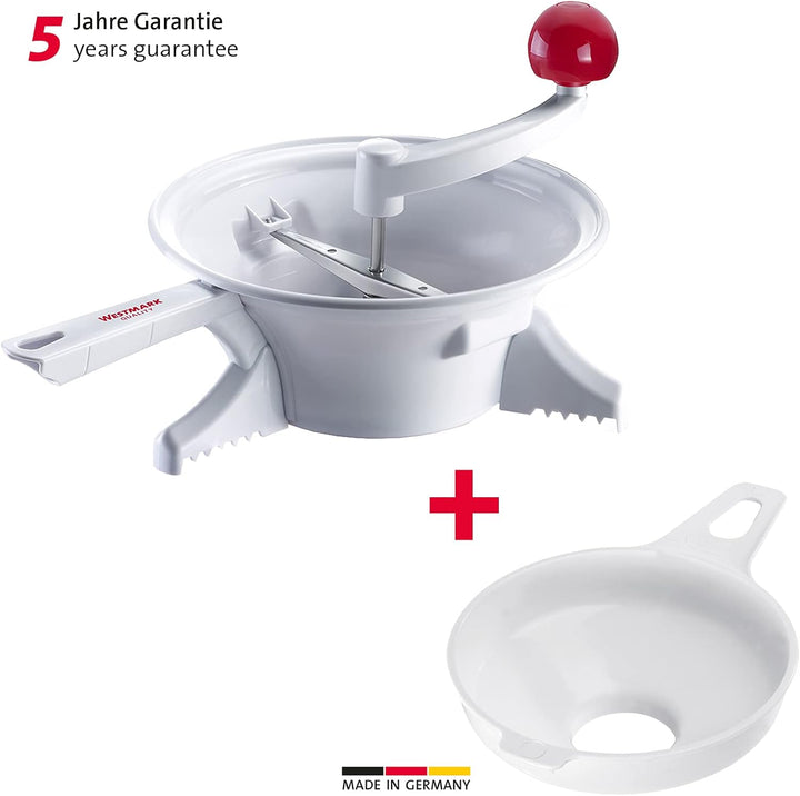 Westmark Einkoch-Set, 1 Passiermaschine/Passe-vite mit 2 Lochscheiben + 1 Einmach-/Marmeladen-Tricht