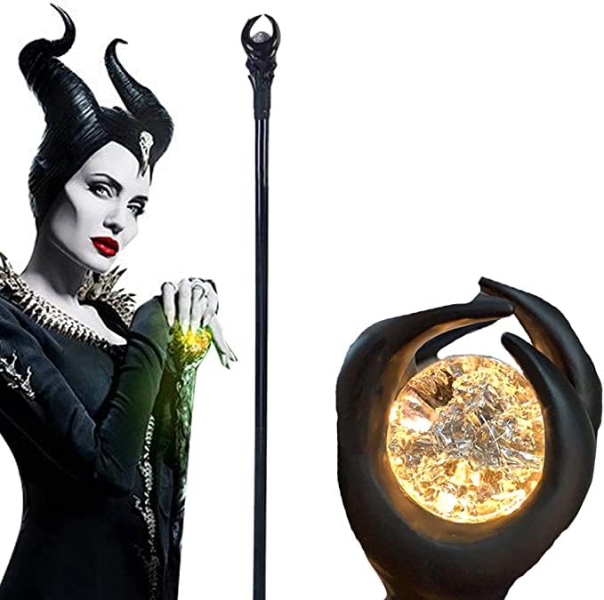 SINSEN Halloween LED Licht Maleficent Zauberstäbe Zauberer Zepter Zauberstab Cosplay Maleficent Stab