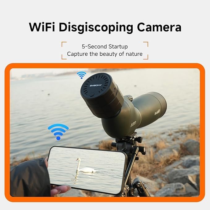 Svbony SC002 WiFi Spektiv Kamera mit SV28 25-75x100mm Spektiv, 2MP 1080P Wireless-Kamera mit 32GB TF