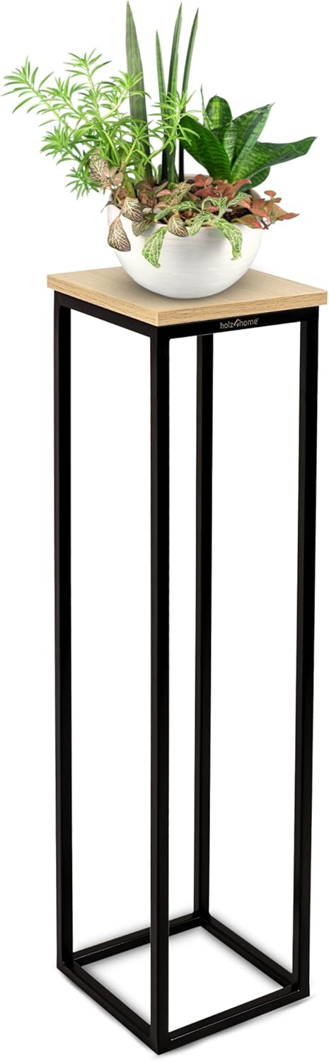 holz4home® Dekoständer aus MDF Eichenholz I Blumenständer Sonoma Eiche I Höhe: 90 cm I Dekosäule mit