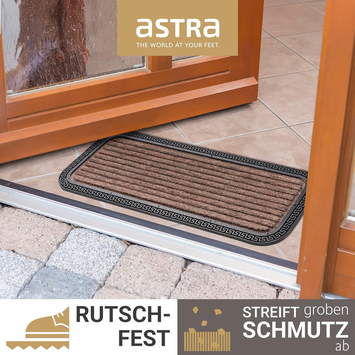 Astra Fussmatte Aussen & Innen - Braun Linien 25 x 60 cm 3er Set (Rechteckig) 25 x 60 cm (Rechteckig