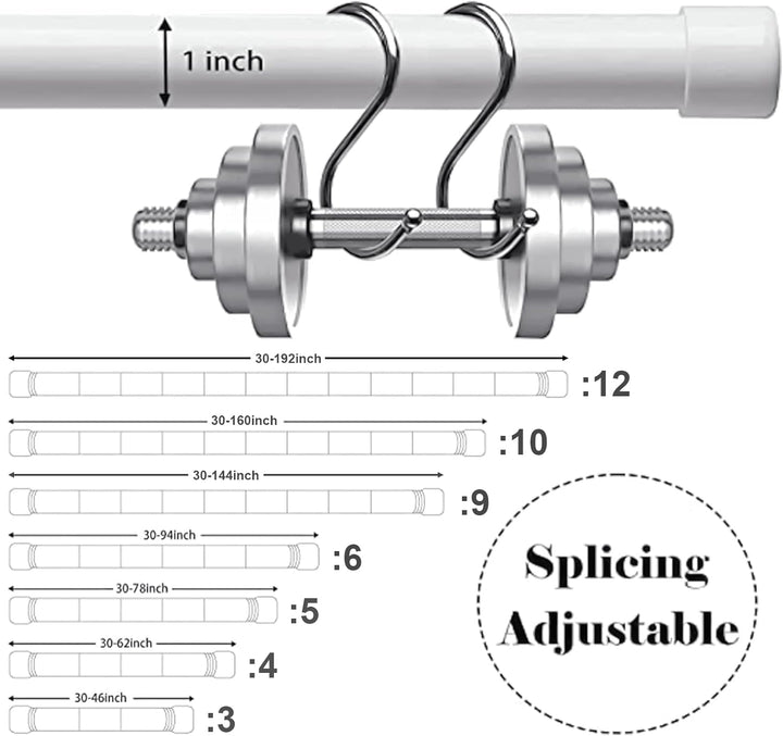 Gardinenstange, 76-450 cm Gardinenstange für Fenster mit Rundem Endstück Einzel mit Finials aus Edel