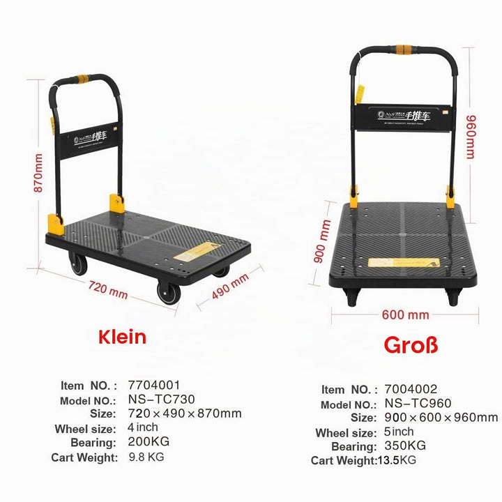 N&amp;S Plattformwagen Heavy Duty 200 kg One Hand Rides LKW Cart mit Mute Wheels Plattformwagen Klein, K