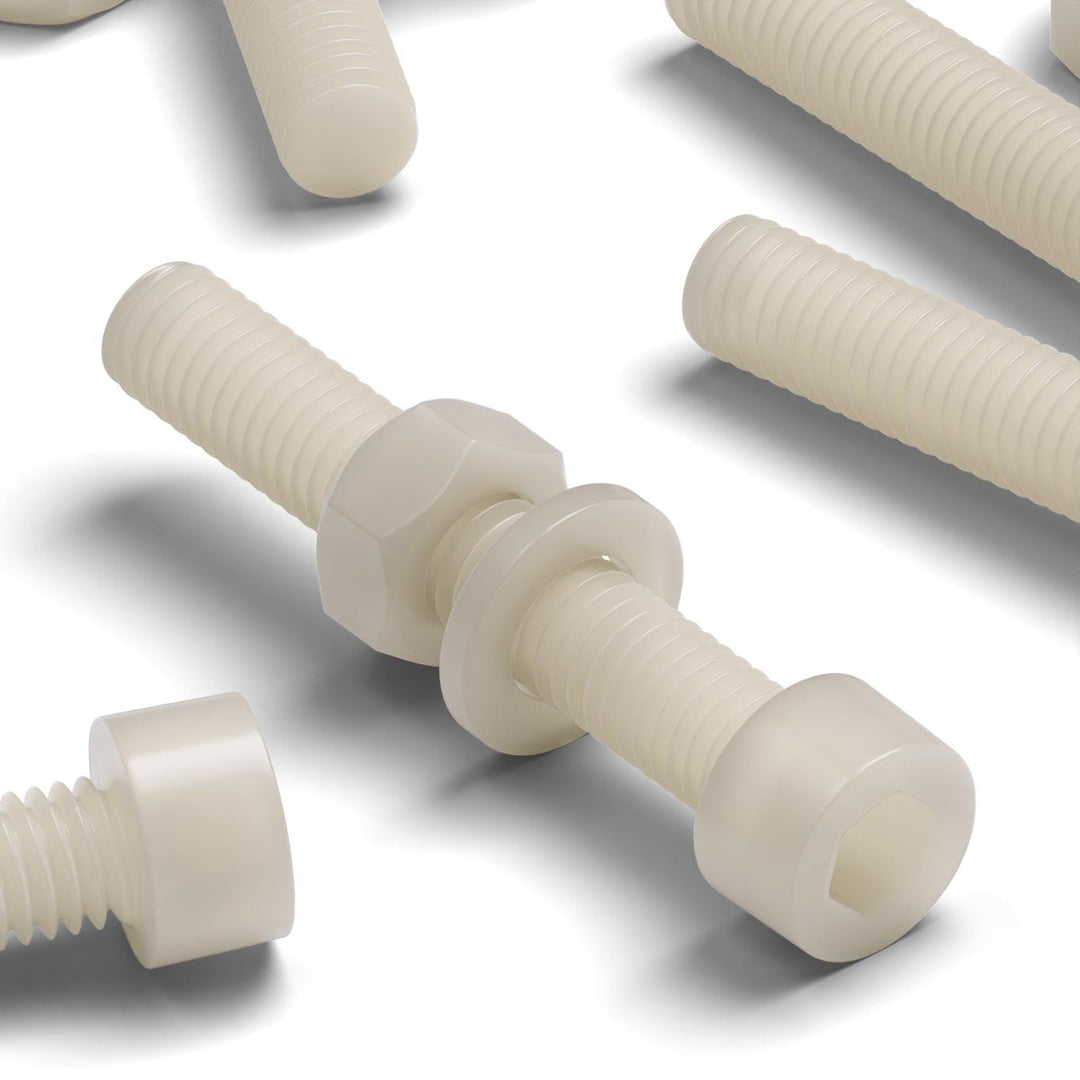 50 x Nylon-Inbusschrauben, M6 x 40mm, Kunststoff Maschinenschrauben, Kunststoffschrauben, Muttern &amp;