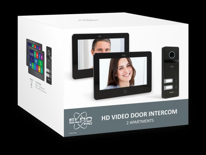 ELRO PRO PV40 Full HD Video-Türsprechanlage für 2 Familien, 1080P, 2x 7 Zoll Farbmonitore, Voicemail