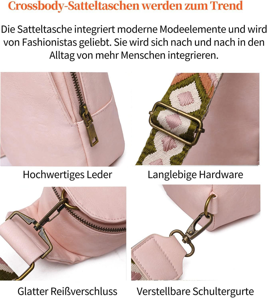 EINYNIUER Brusttasche Damen Sling Bag, PU Leder Crossbody Bag Klein Umhängetasche Frauen Schultertas