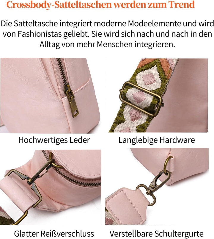 EINYNIUER Brusttasche Damen Sling Bag, PU Leder Crossbody Bag Klein Umhängetasche Frauen Schultertas