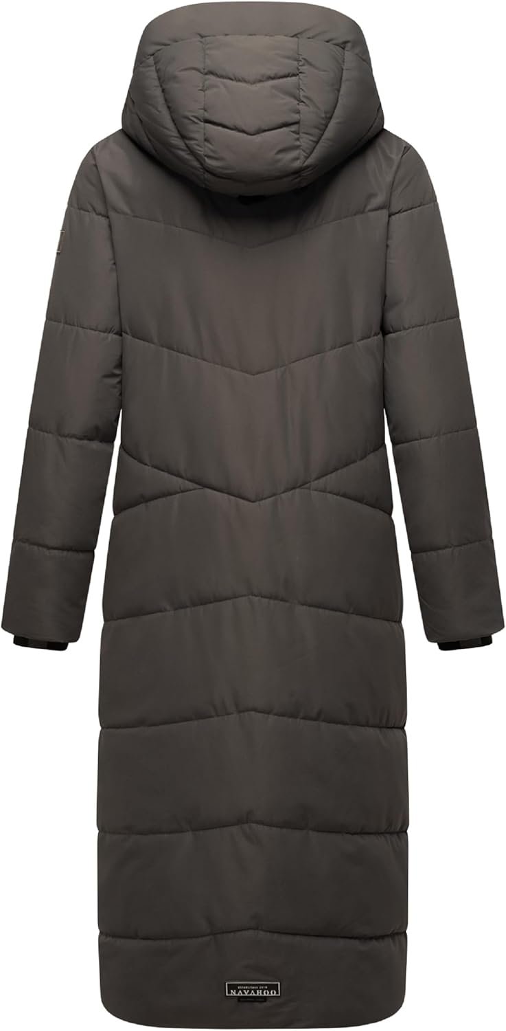 Navahoo Damen Wintermantel Steppmantel extralang mit Abnehmbarer Kapuze Hingucker XIV XS-XXL XS Anth