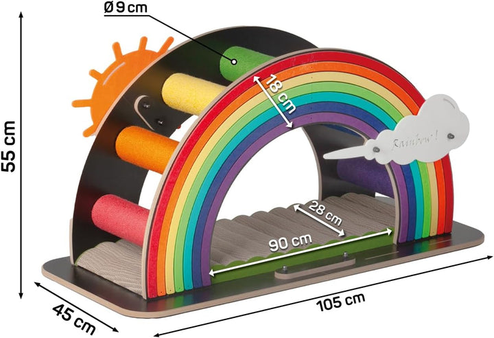 CanadianCat Company | Design-Kratzmöbel Rainbow - bunt | Kletter-Bogen mit Kratzbrett | 105 x 45 x 5