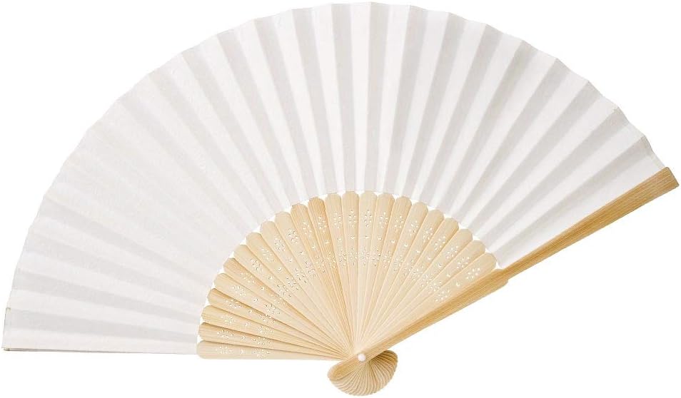 OLILLY - 50 bunte Fächer aus Papier und Bambus für Gäste – Weiss, Grün, Rot, Lavendel und Gelb – Hoc
