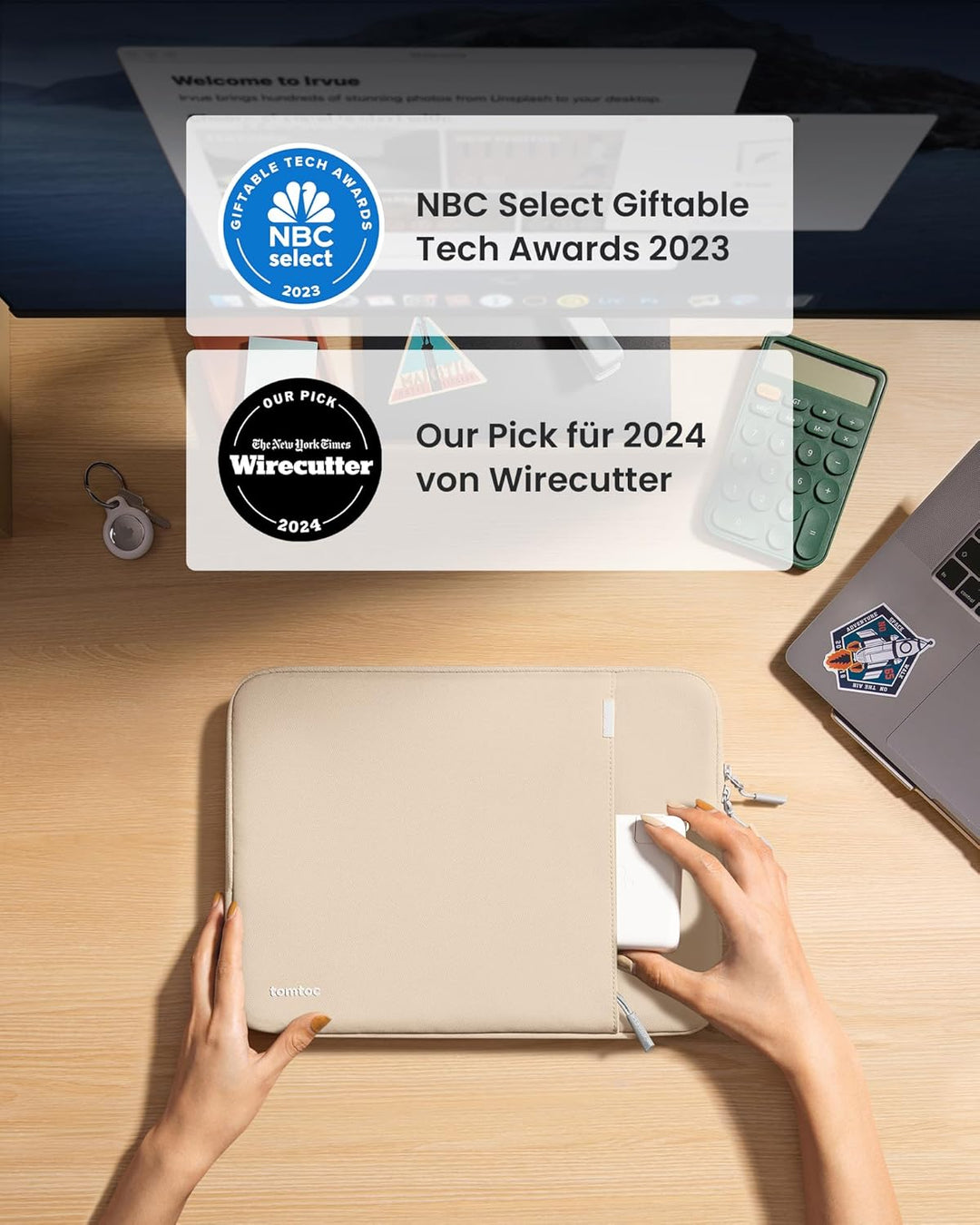tomtoc 360° Laptop Tasche Hülle für 15-Zoll Neu MacBook Air M5 (2026), M4/A3241 (2025), M3/A3114, M2