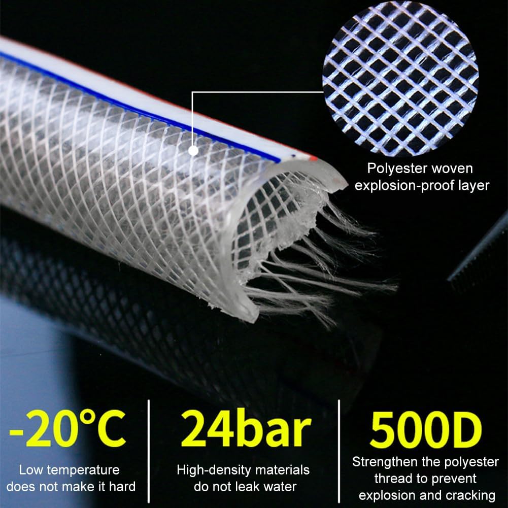 PVC Schlauch - Plastikschlauch mit Gewebe, für Wasser, Haushalt, Aquaristik, Labor, Industrie (25x33