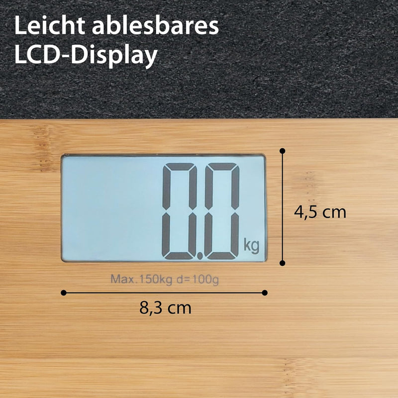 ADE Digitale Personenwaage BE 925 Martina. Elektronische Badezimmerwaage mit Wiegefläche aus echtem