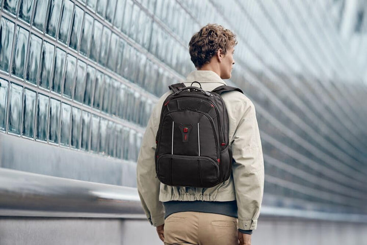 WENGER Carbon Rucksack, Notebook, Organizer, Kofferriemen, Damen Herren, Büro Business Uni, Schwarz