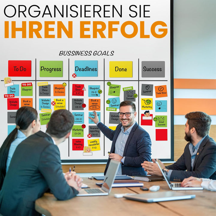 ATWAM - 416 Beschreibbare Magnete & Zubehör MEGA Set - Scrum & Kanban - Magnetstreifen Beschreibbar