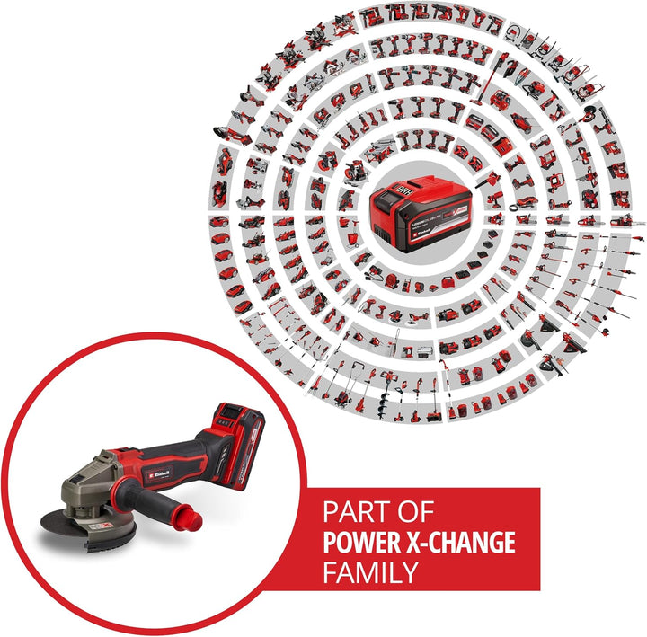 Einhell Akku-Winkelschleifer TE-AG 18/125-2 Li (1x 4,0 Ah) Power X-Change (18 V, 125 mm Scheiben-Ø,