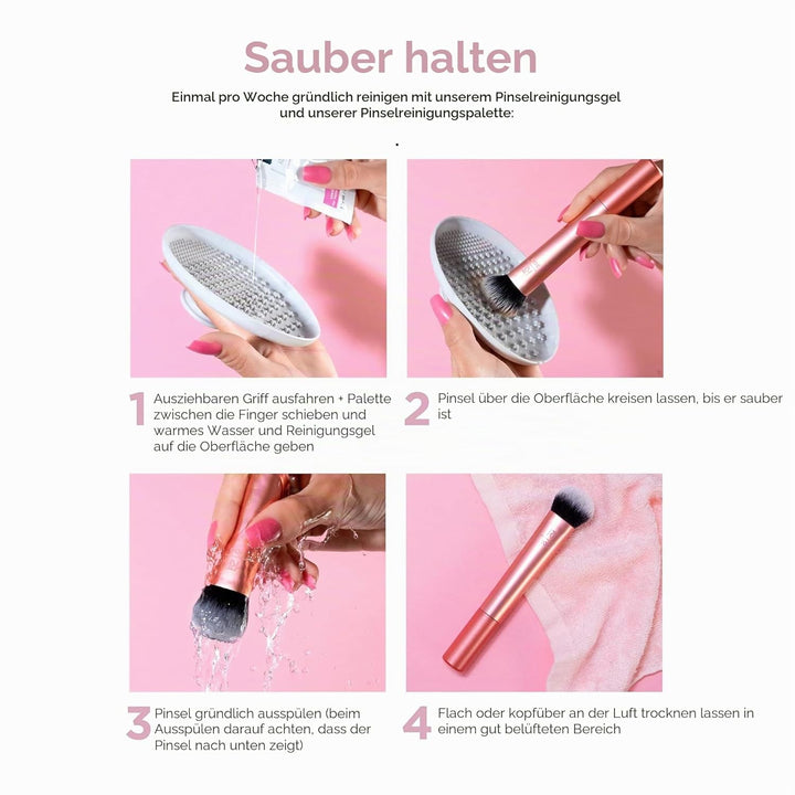 Real Techniques Extra grosser Puderpinsel, grosser Make-up-Pinsel für Puder, flauschiger Kopf für Al