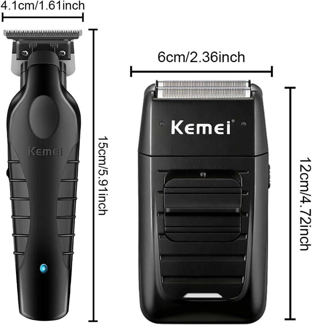 KEMEI Professionelle Haarschneidemaschine und Folienrasierer Set, Elektrische Haarschneidemaschine f