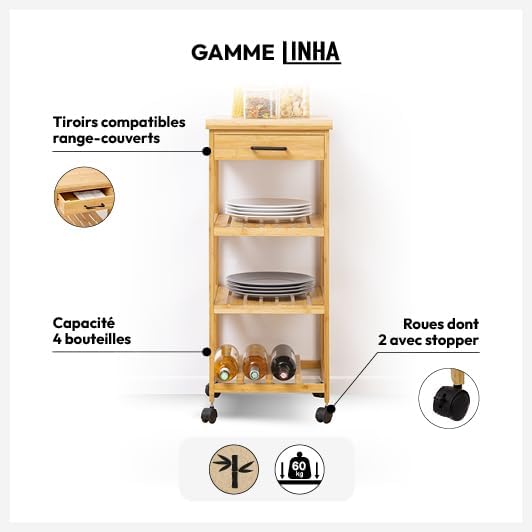5five - beistelltisch 3 ebenen mittel modell "linha" bambus