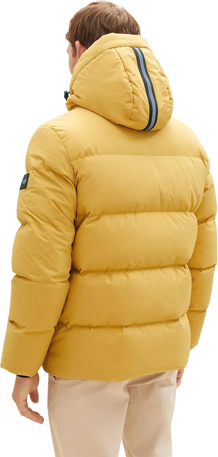 TOM TAILOR Herren Recycled Down Puffer-Jacke mit Abnehmbarer Kapuze S 10533-golden Fall, S 10533-gol