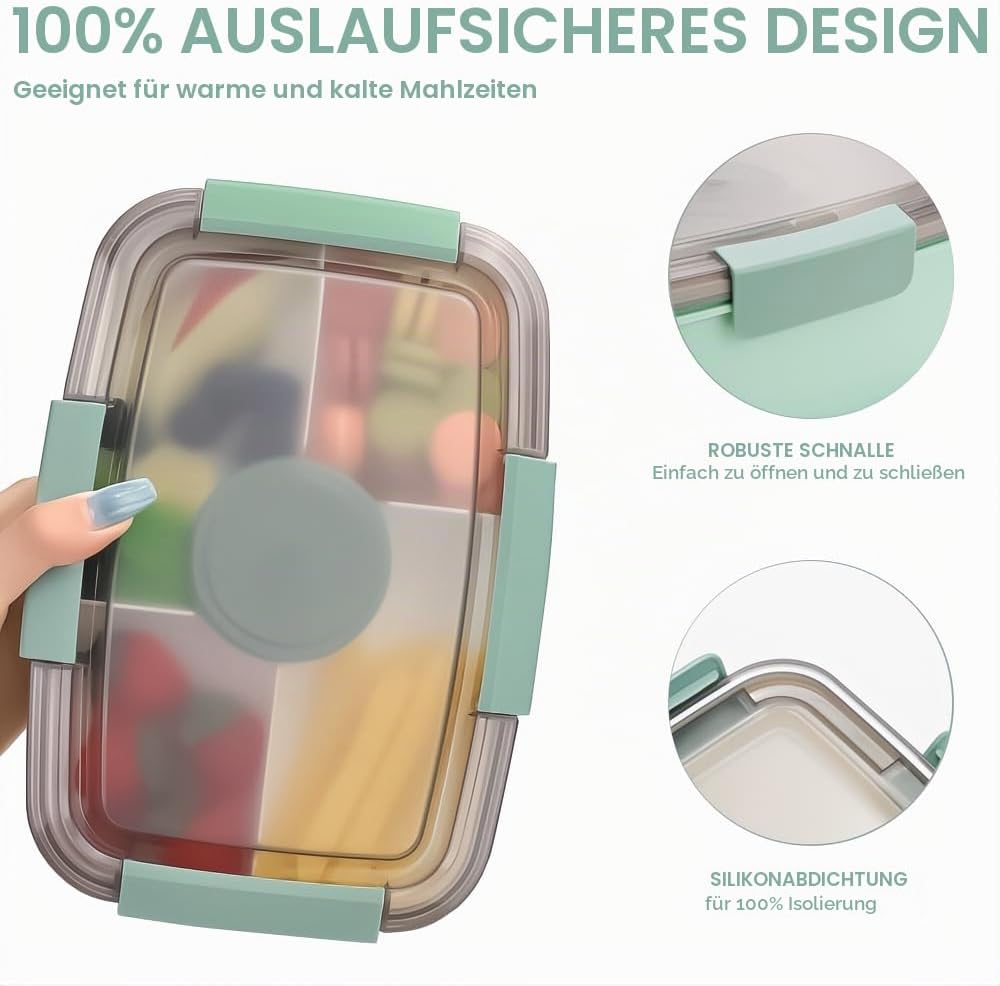 Bugucat Lunchbox Erwachsene 2000ML 2 Set,Auslaufsichere Brotdose Bento Box mit Fächern für Kinder,Sa