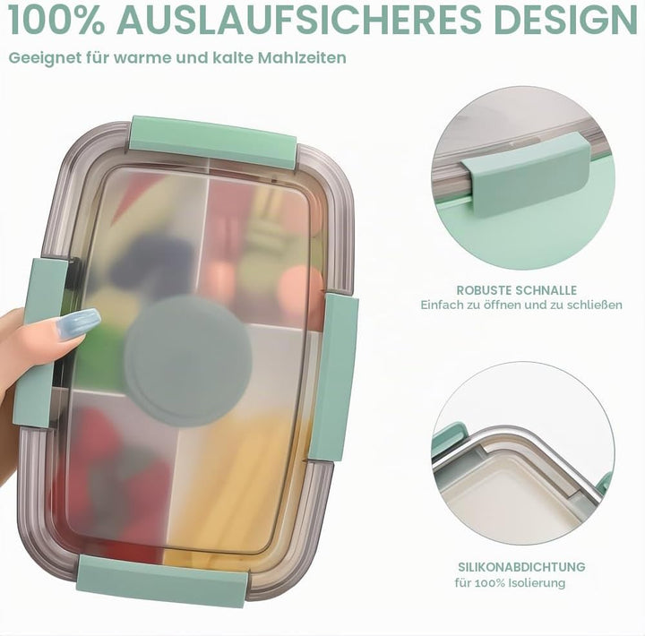 Bugucat Lunchbox Erwachsene 2000ML 2 Set,Auslaufsichere Brotdose Bento Box mit Fächern für Kinder,Sa