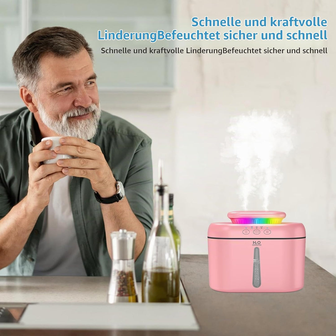 Luftbefeuchter 2L Luftbefeuchter Schlafzimmer Ruhig 16dB Auto Abschaltung und bis zu 24 Stunden Nach