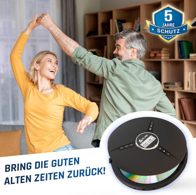 KLIM Discman mit Kopfhörer - Tragbarer CD-Player mit Kopfhörer - mit eingebautem Akku - NEU 2024 - K