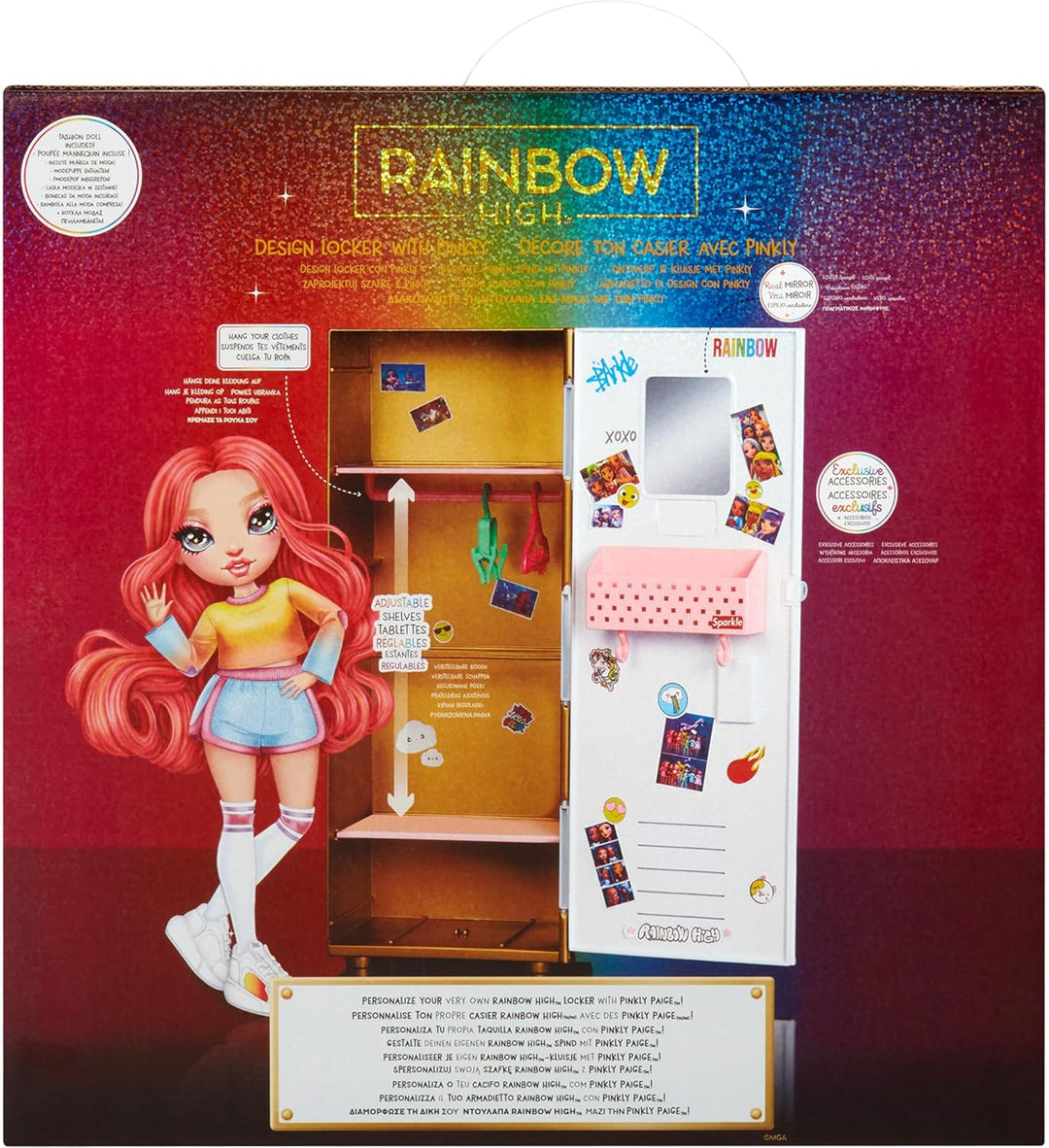 Rainbow High Design & Style Schliessfach Spielset – Mit Regalen, Kleiderbügeln, Accessoires und Aufk
