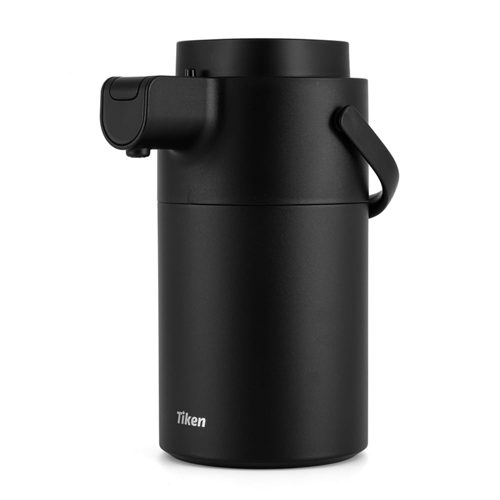 Tiken 3L Pumpkanne Thermoskanne Edelstahl Doppelwandige Vakuum Isolierkanne Schwarz 3000 ml, Schwarz
