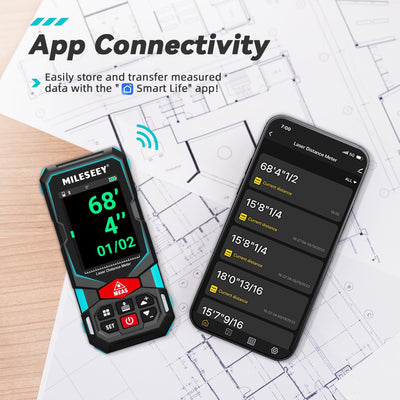 Laser Entfernungsmesser 100m/330ft, MiLESEEY Wiederaufladbares Multifunktions-Lasermessgerät mit dig