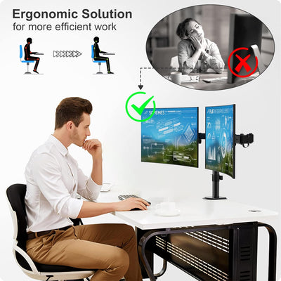 PUTORSEN Monitor Halterung 2 Monitore, für 13-32 Zoll Flach & Curved Bildschirm, Höhenverstellbar bi