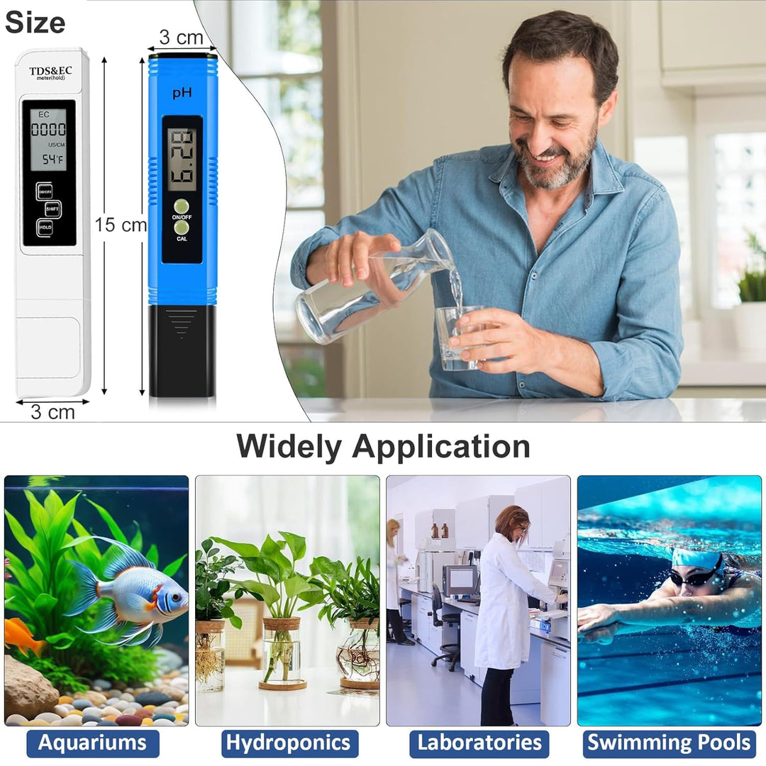 4 in 1 pH Messgerät Pool Digital, 0.01 Hohe Genauigkeit pH Wert Messgerät mit TDS Stift und LCD Hint