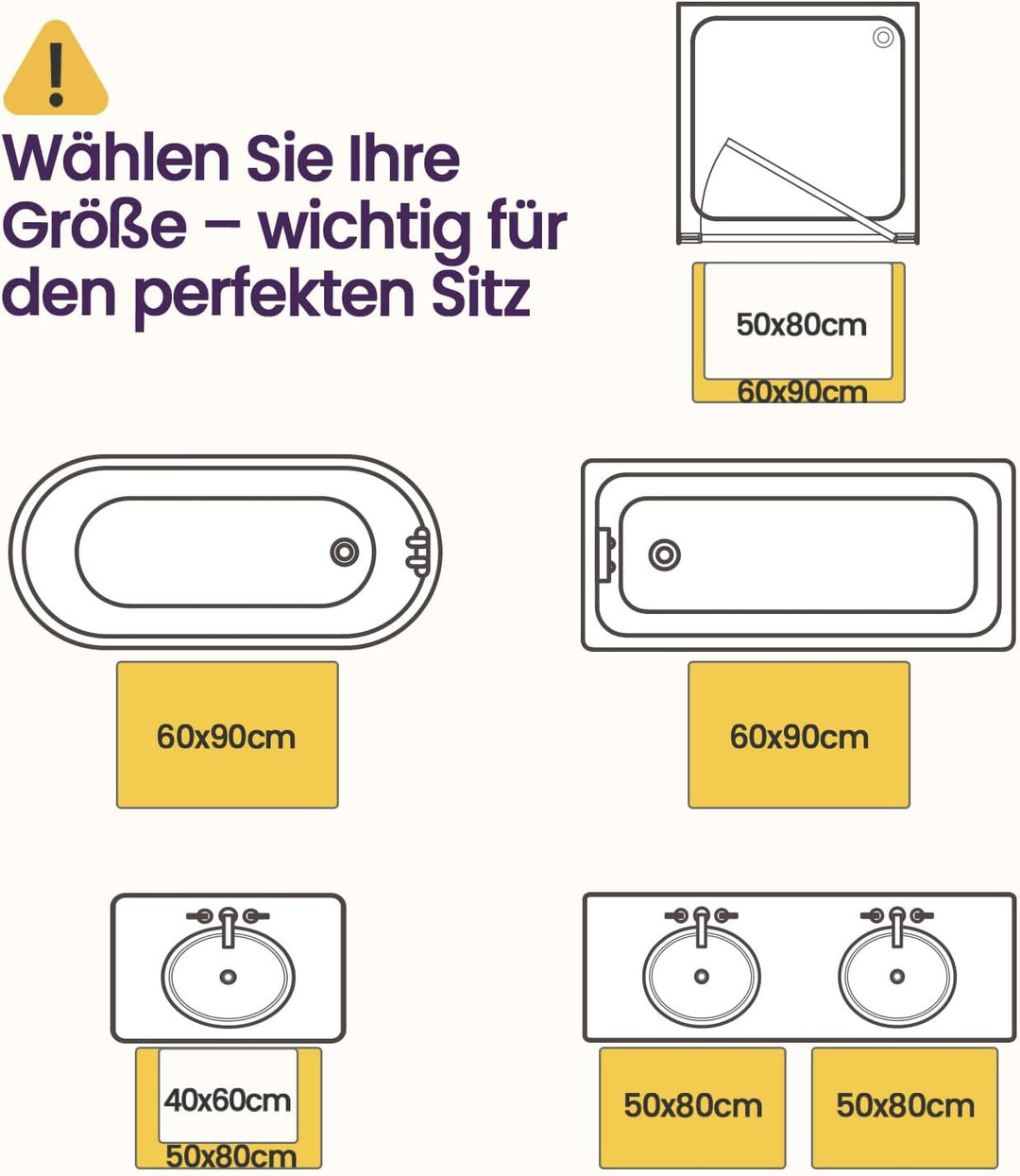 DEXI Badezimmerteppich Set 2 Teilig, weicher Badematte aus Chenille Saugfähig, rutschfest waschbar B