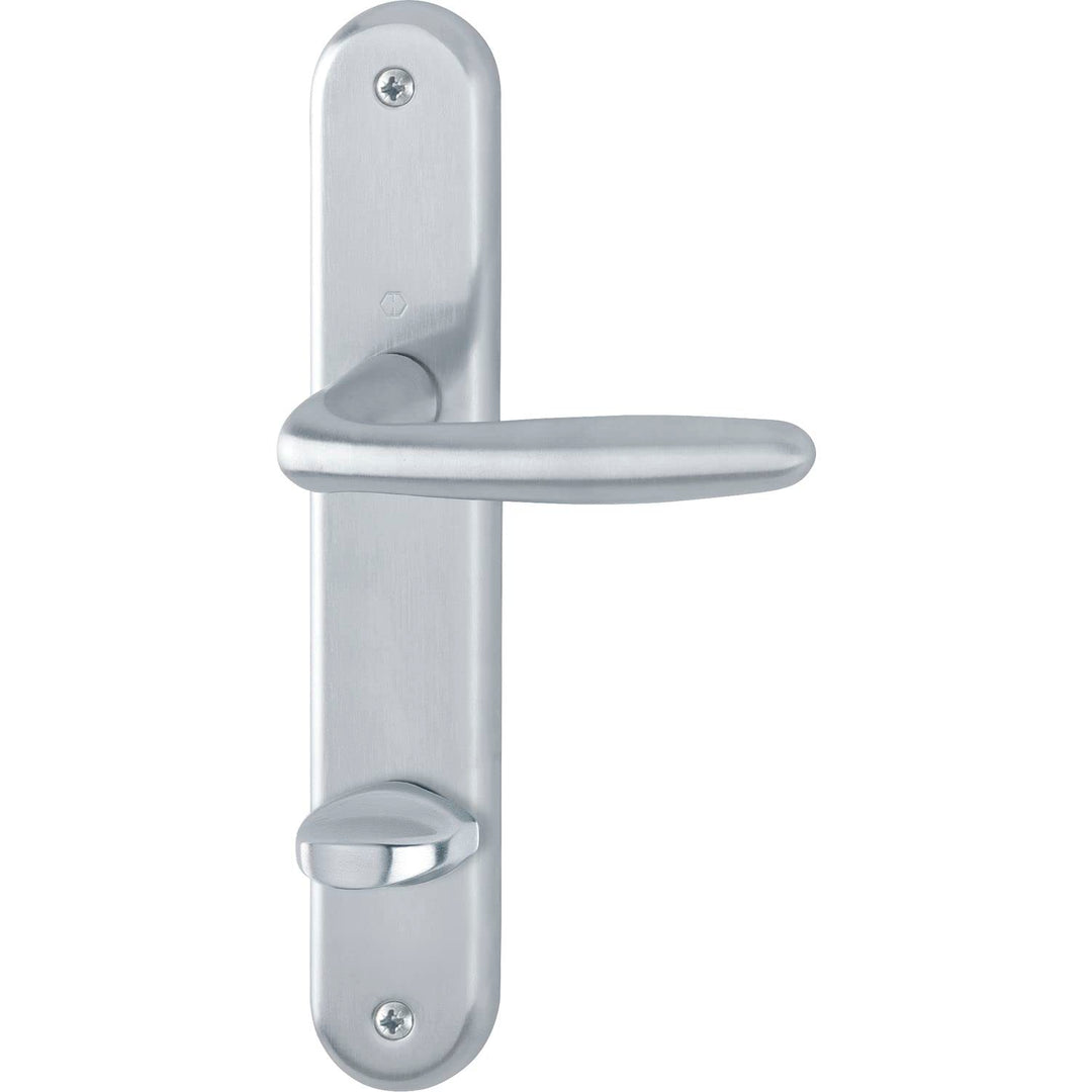 HOPPE 2949527 Drückergarnitur Verona-auf Langschild WC Entfernung 90mm, für Türstärke 37-42mm, Silbe