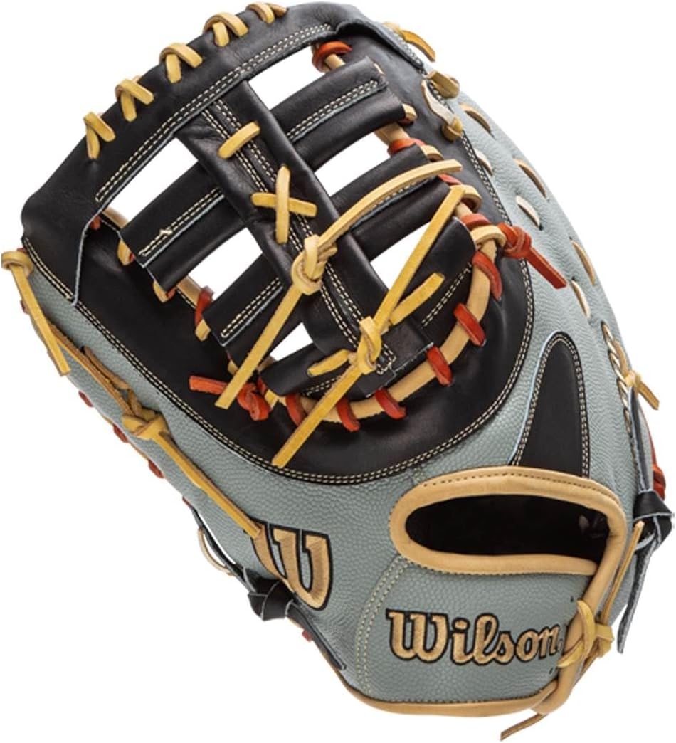 WILSON A2000 Baseball-Handschuh-Serie Linke Hand Wurf First Base SuperSkin Handschuh, 31,8 cm, Grau/