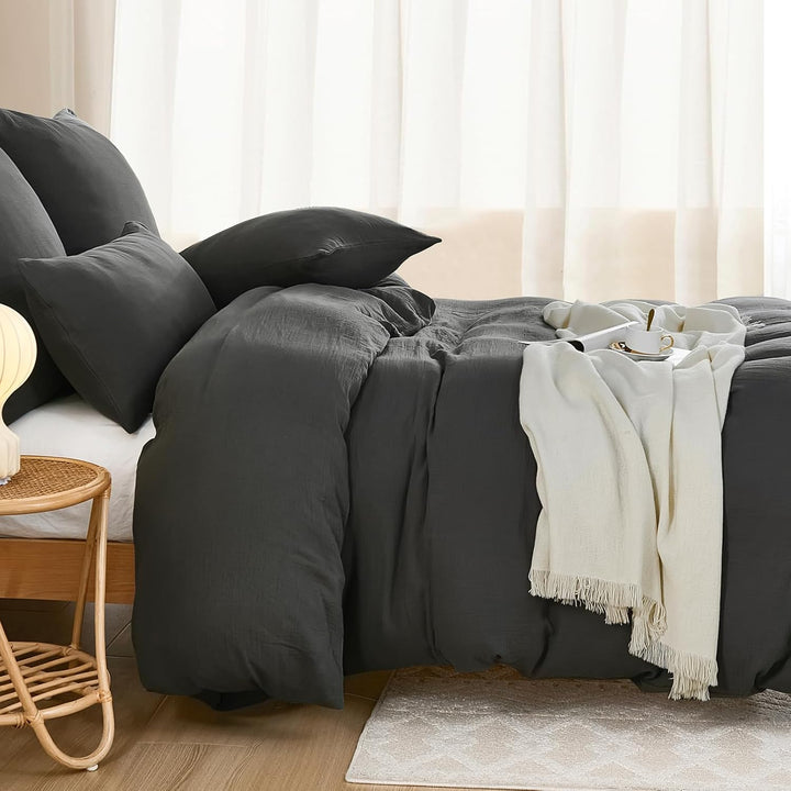 WONGS BEDDING Musselin Bettwäsche 135x200 4 teilig Baumwolle, Bettwäsche-Sets 2er Set Bettbezug mit
