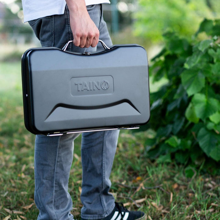 TAINO MOX Holzkohlegrill BBQ Koffergrill Camping-Grill Kohlegrill Retro-Stil klappbar Griller tragba
