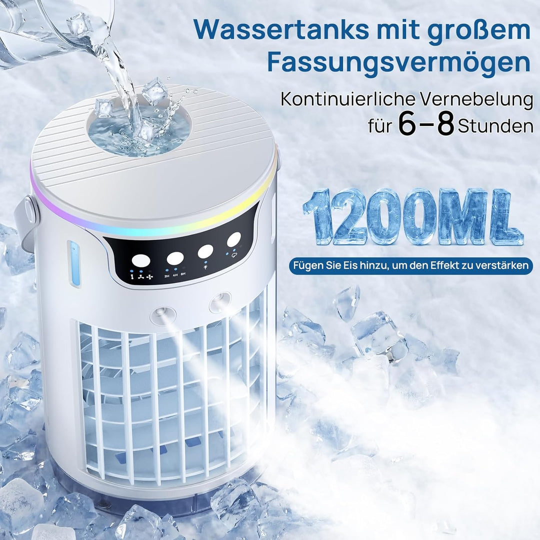 Mobile Klimaanlage, USB 4 In1 Mobile Klimagerät mit 3 Stufe Eis-Kühlnebel, Für Büro Zimmer und Schre