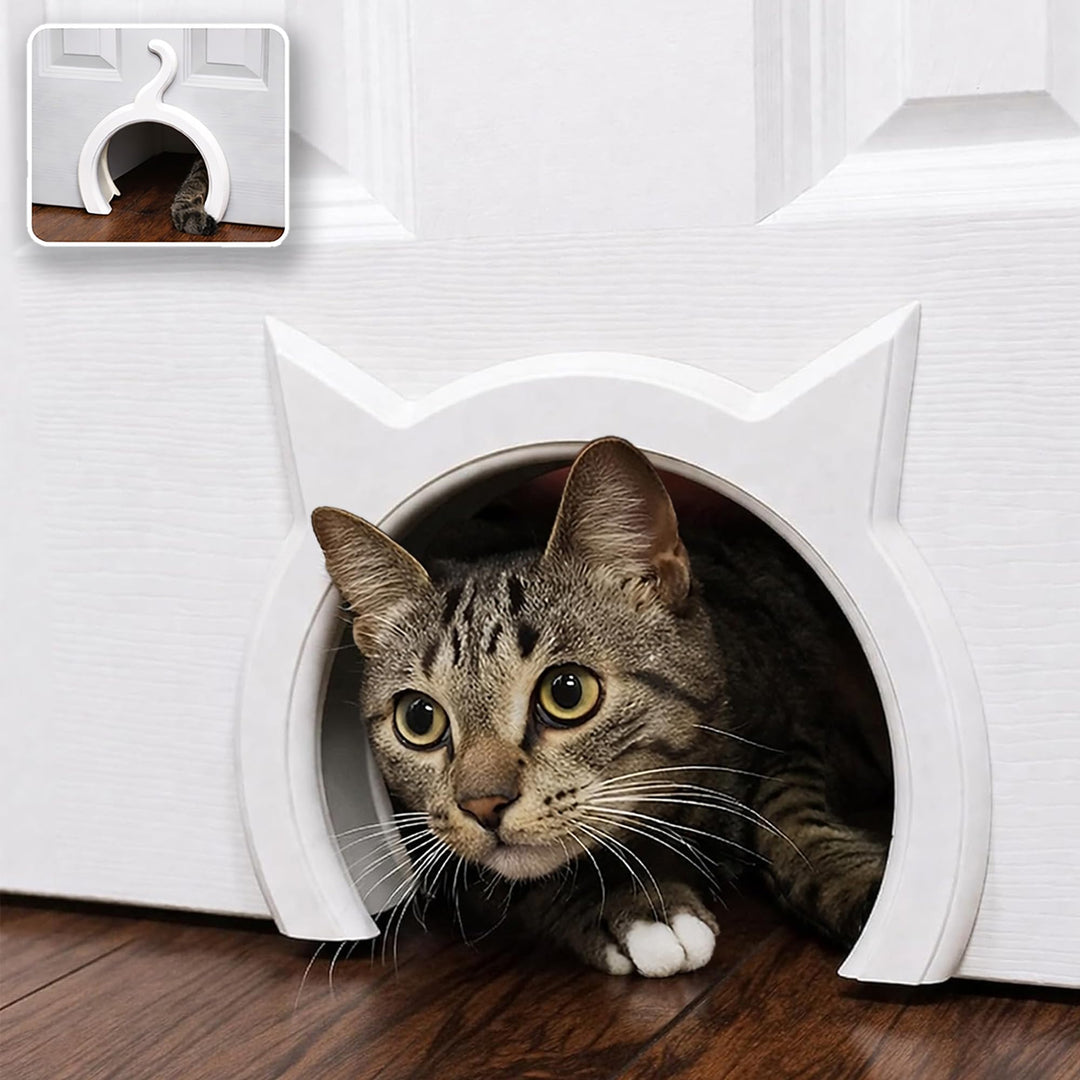The Kitty Pass Katzentür für Katzen mit einem Fassungsvermögen von bis zu 7 kg Weiss, Weiss